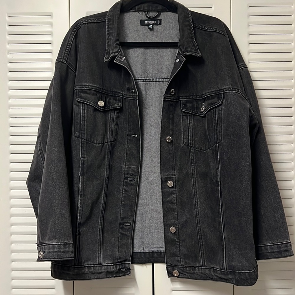 Oversized Black Washed Denim Jacket